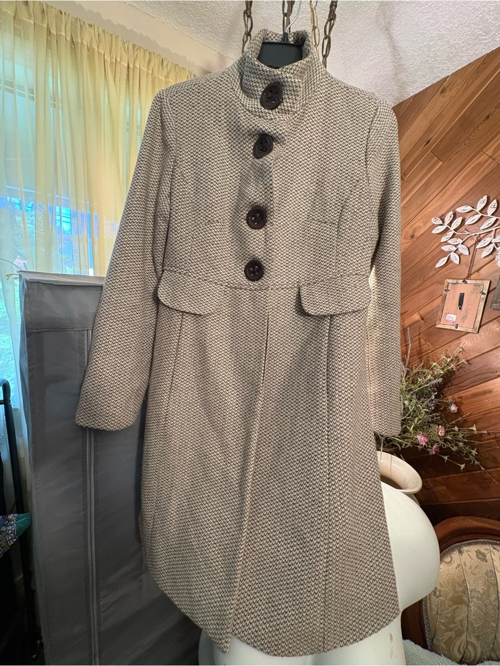 Urban Behavior Cream and Brown Marled Knit Coat
